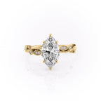 2 CT - 2.5 CT Marquise Cut Hidden Halo Milgrain Moissanite Engagement Ring