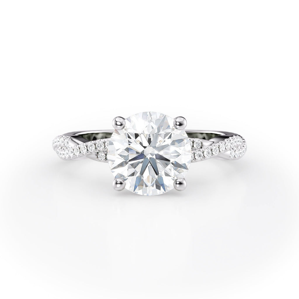 2 CT Round Cut Twisted Pave Moissanite Engagement Ring