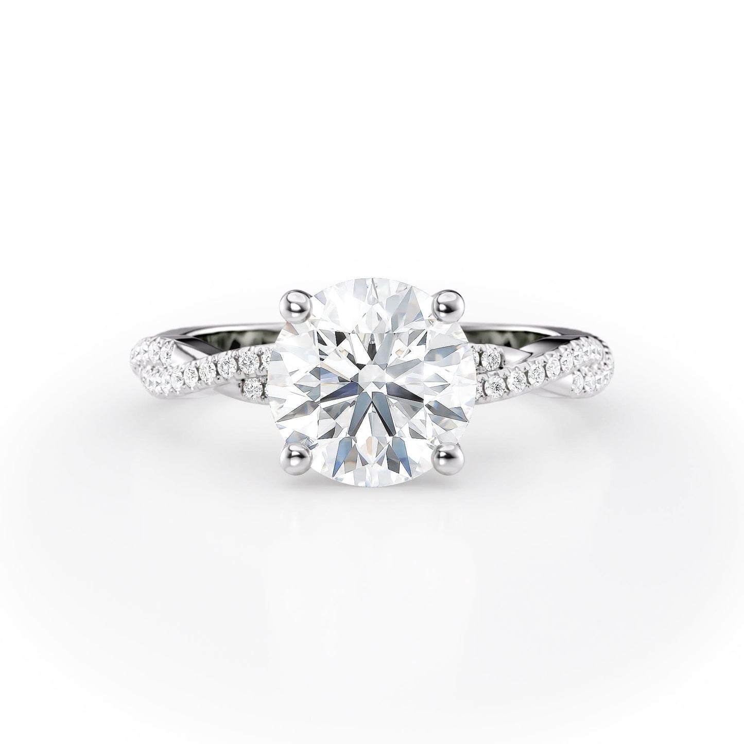 2 CT Round Cut Twisted Pave Moissanite Engagement Ring
