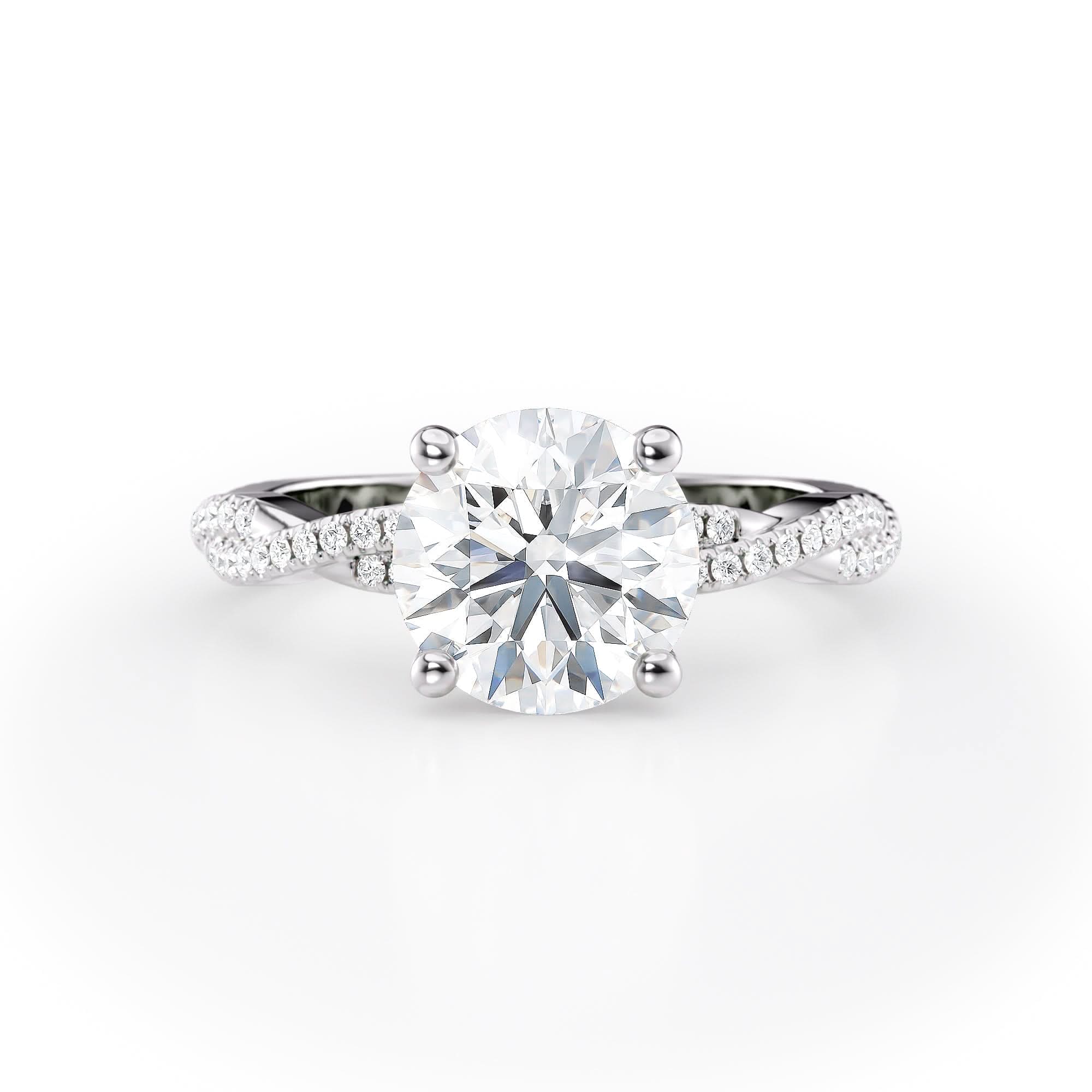 2 CT Round Cut Twisted Pave Moissanite Engagement Ring