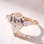 2.5 CT Pear Cut Three Stone Moissanite Engagement Ring