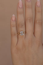 1 CT - 3 CT Emerald Cut Lab grown Diamond Pave & Split Shank Engagement Ring