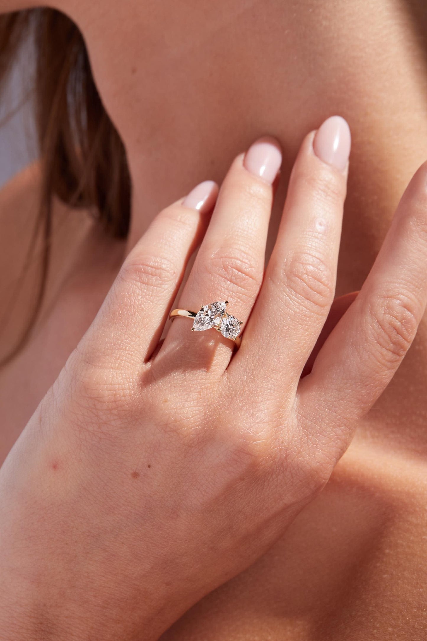 2 TCW Marquise & Round Cut Two Stone Moissanite Engagement Ring