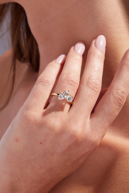 2 TCW Marquise & Round Cut Two Stone Moissanite Engagement Ring