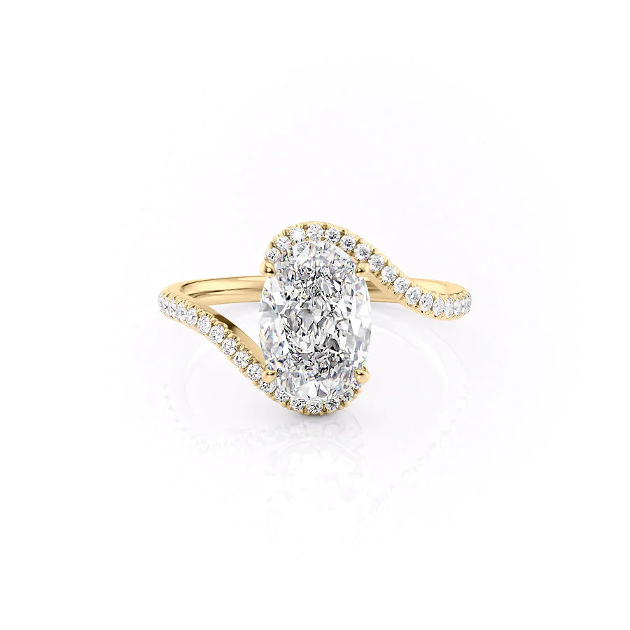 2.5 CT - 3.5 CT Oval Cut Pave Setting Moissanite Engagement Ring