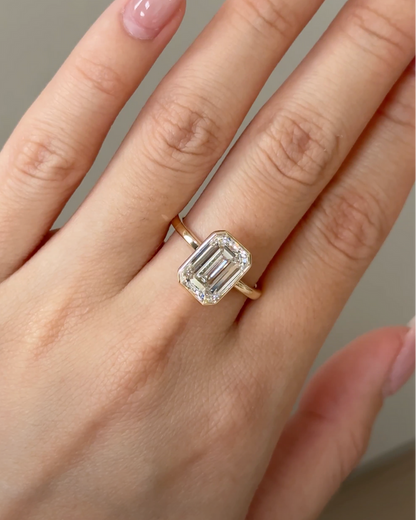 4 CT Emerald Lab grown Diamond Bezel Engagement Ring