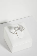1 CT - 2 CT Pear Cut Halo & Pave Moissanite Engagement Ring