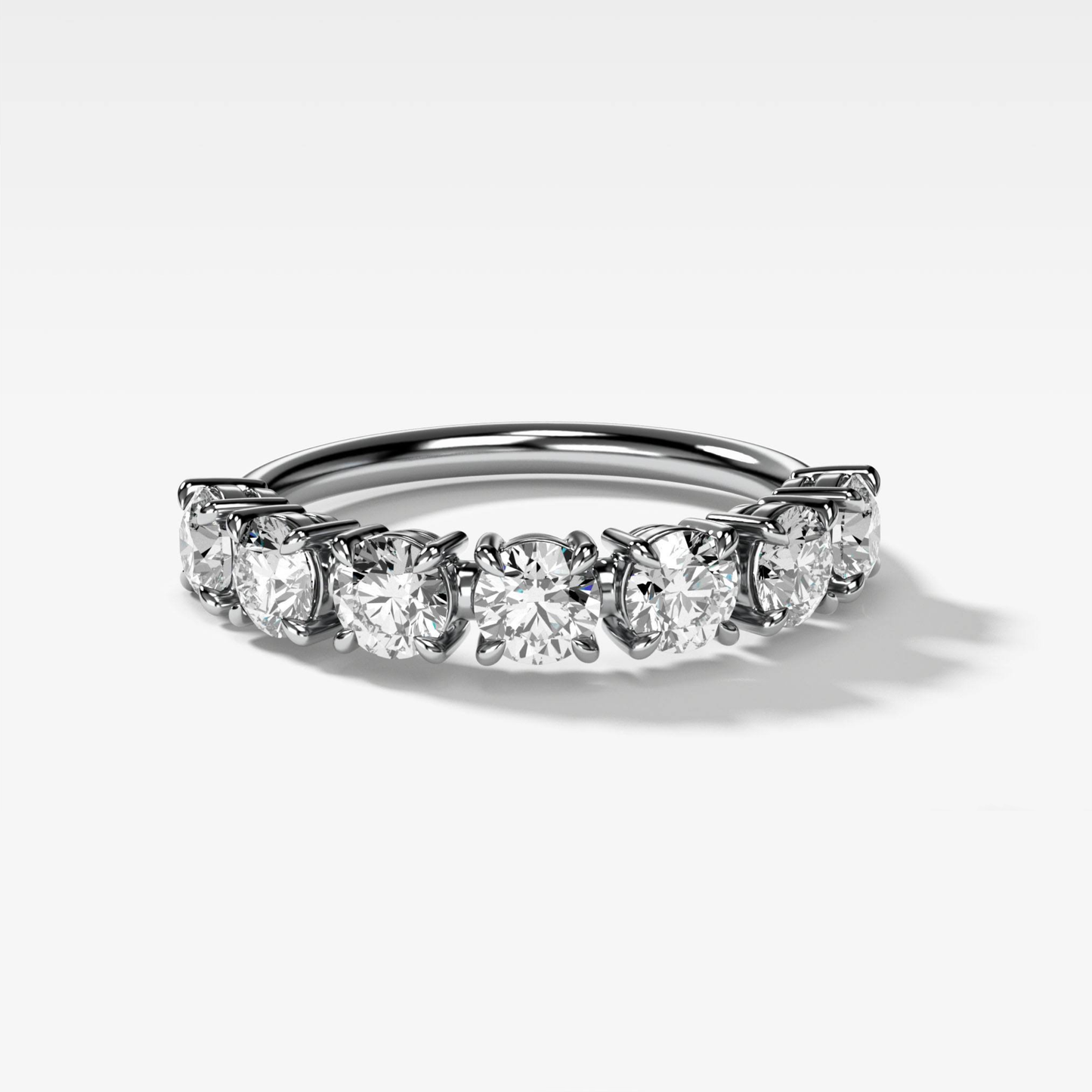 1.4 TCW Round CVD Diamond Claw Pave Wedding Band