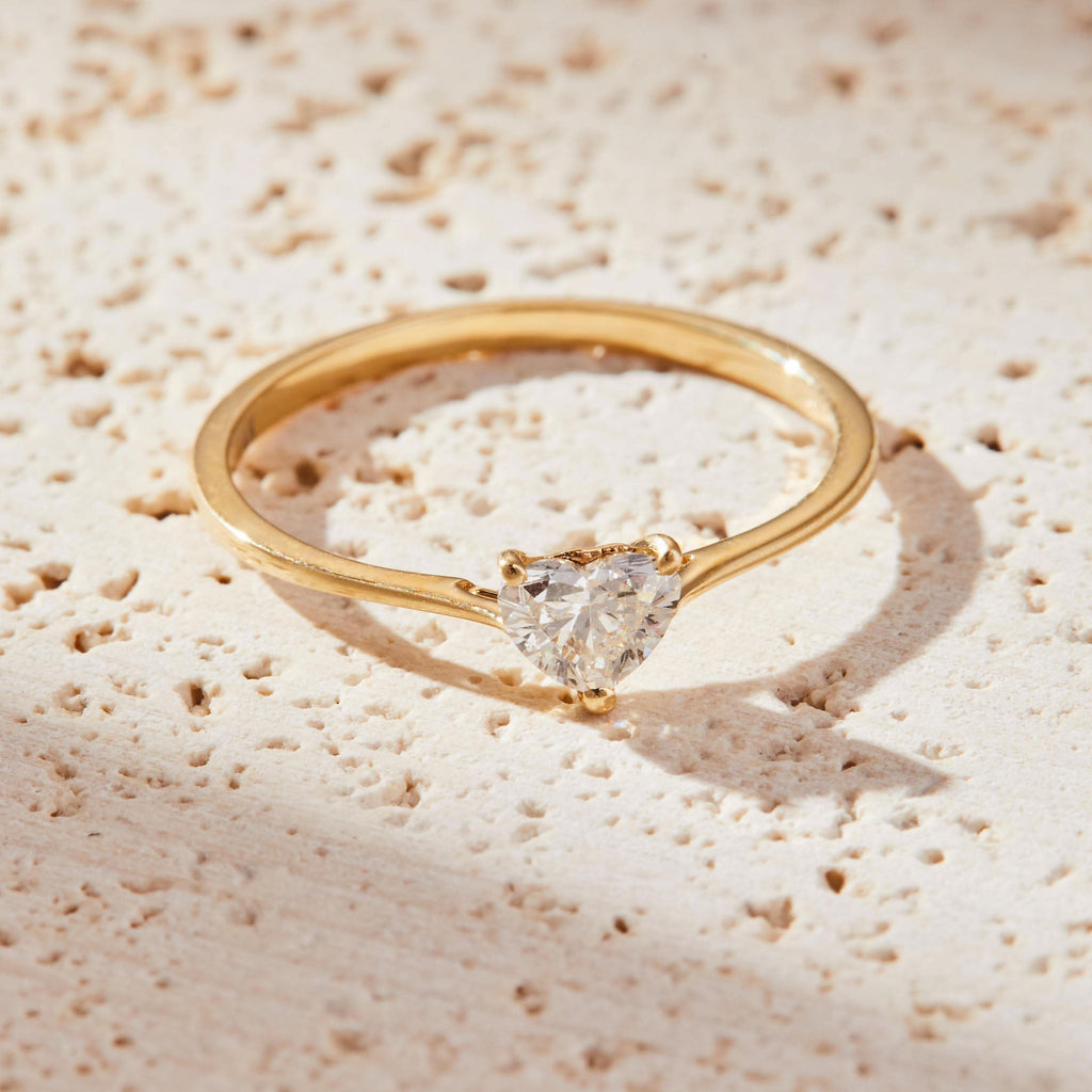 0.5 CT Heart Cut Solitaire Moissanite Engagement Ring