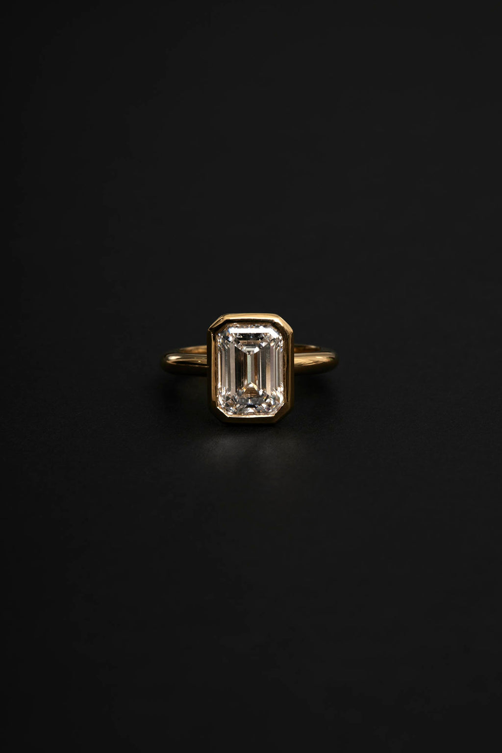 2.11 CT - 4.11 CT Emerald Cut Lab grown Diamond Bezel Solitaire Engagement Ring