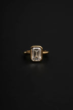 2.11 CT - 4.11 CT Emerald Cut Lab grown Diamond Bezel Solitaire Engagement Ring