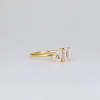 1.47 TCW Emerald & Pear Cut Lab grown Diamond Two Stone Engagement Ring