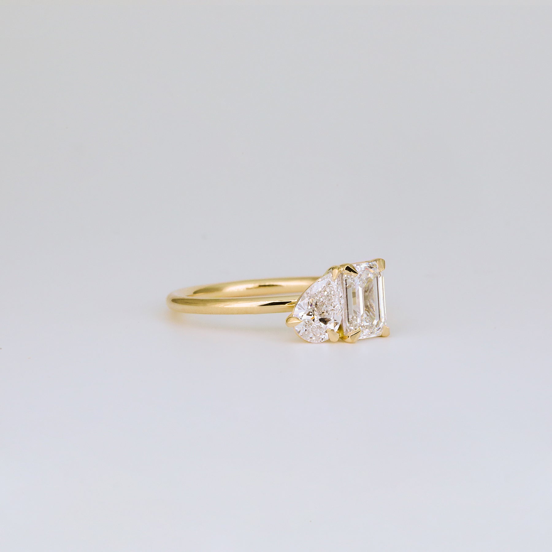 1.47 TCW Emerald & Pear Cut Lab grown Diamond Two Stone Engagement Ring