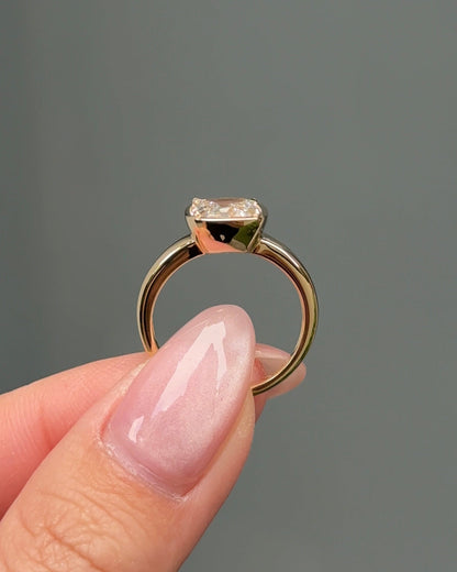 2.13 CT Cushion Cut Lab grown Diamond Bezel Engagement Ring