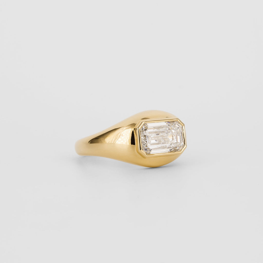 2.51 CT Emerald Cut Lab grown Diamond Flush Setting Engagement Ring
