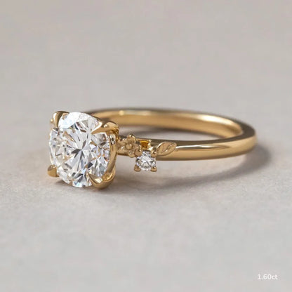 1.6 CT - 2.6 CT Round Cut Nature Inspired Cluster Moissanite Engagement Ring