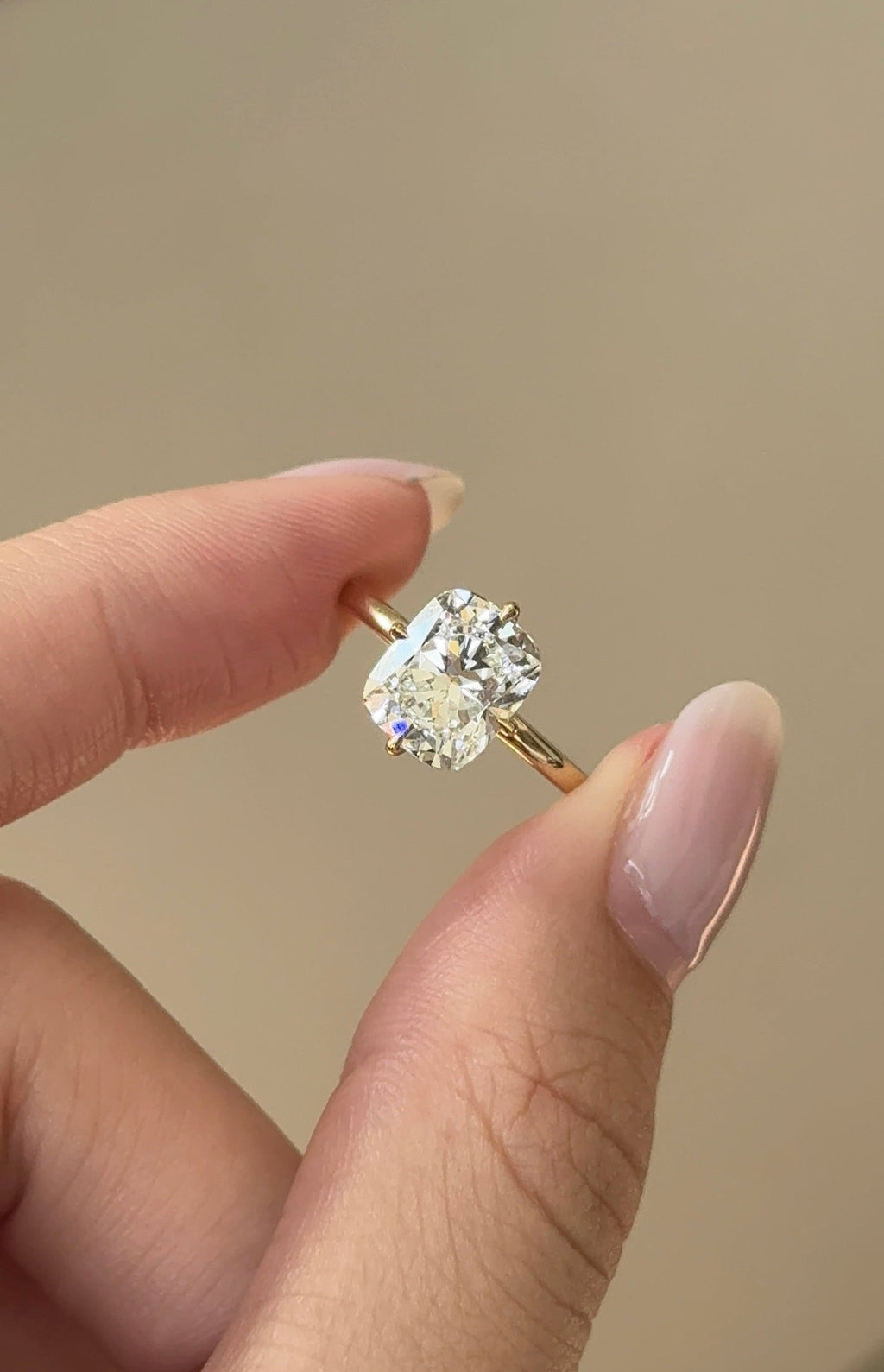 Cushion Cut Lab grown Diamond Hidden Halo Engagement Ring