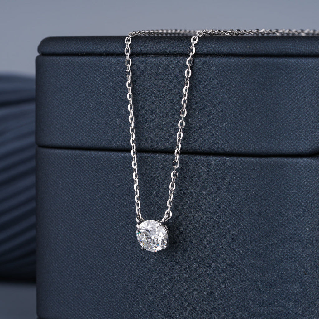 0.5 - 5.00 CT Round Cut Moissanite Diamond Solitaire Pendant Necklace
