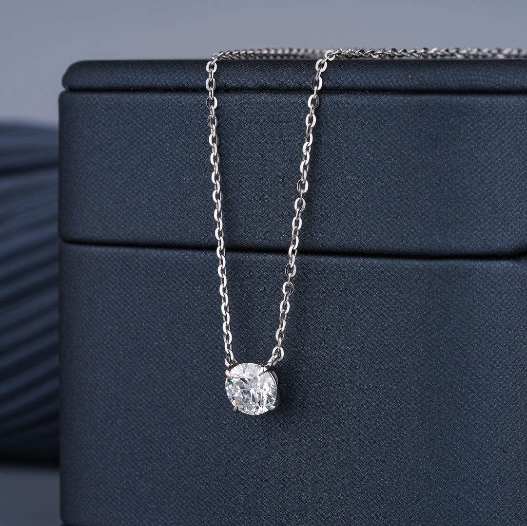 0.5 - 5.00 CT Round Cut Moissanite Diamond Solitaire Pendant Necklace