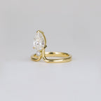 1.06 CT - 3.06 CT Pear Cut Lab grown Diamond Side Stone Unique Engagement Ring