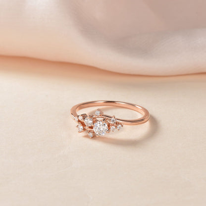 0.32 TCW Round Moissanite Cluster Wedding Band