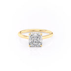 2 CT - 3 CT Asscher Cut Hidden Halo Moissanite Engagement Ring