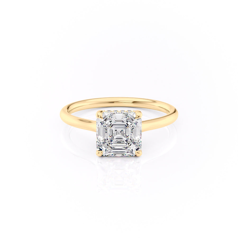2 CT - 3 CT Asscher Cut Hidden Halo Moissanite Engagement Ring