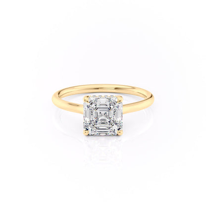 2 CT - 3 CT Asscher Cut Hidden Halo Moissanite Engagement Ring