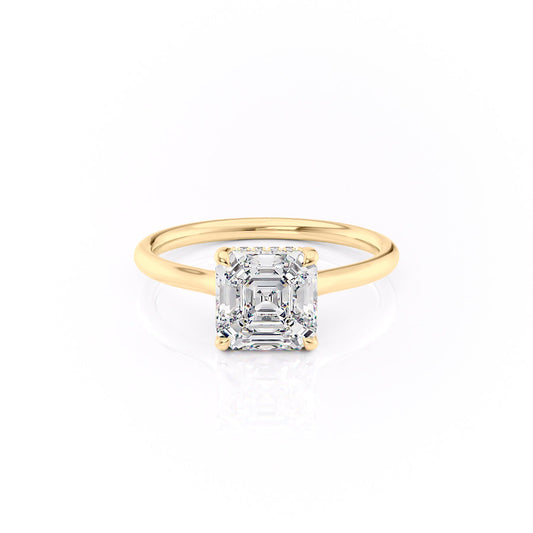 2 CT - 3 CT Asscher Cut Hidden Halo Moissanite Engagement Ring