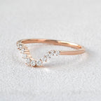 0.1 TCW Round Moissanite Curved Pave Stacking Wedding Band