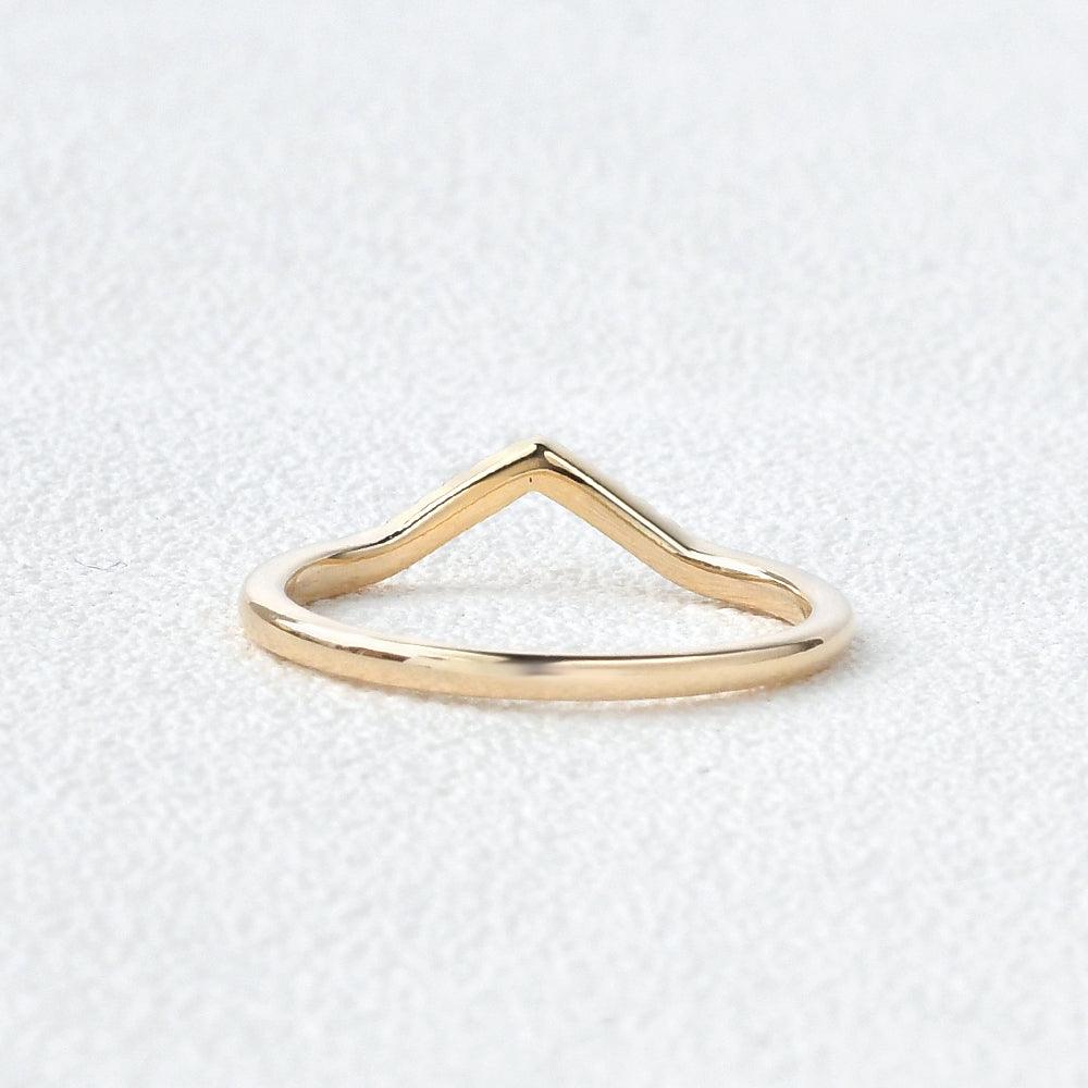 0.052 TCW Round Moissanite V-Shape Pave Wedding Band