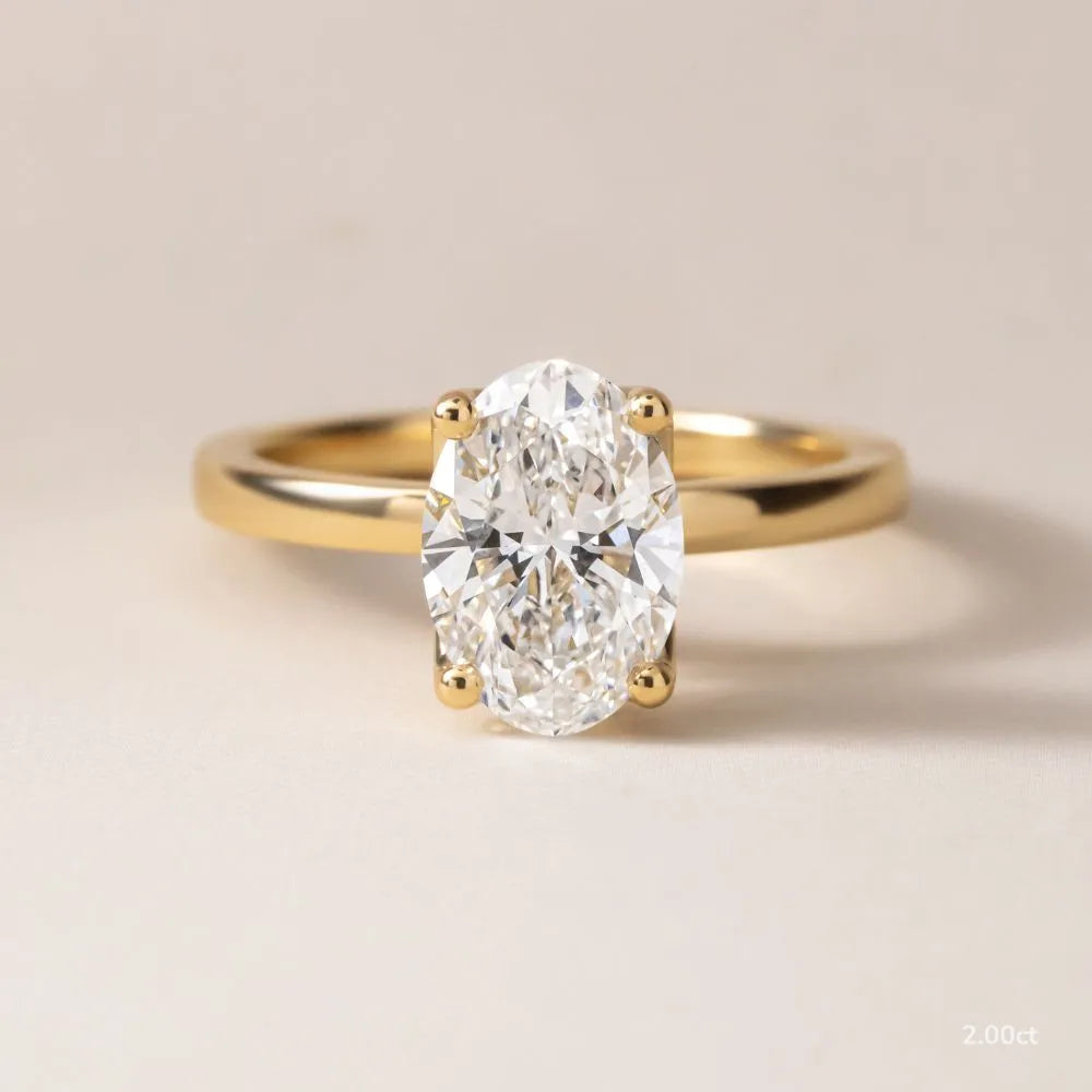 2 CT - 3 CT Oval Cut Hidden Halo Moissanite Engagement Ring