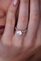 1.5 CT Round Cut Hidden Halo & Pave Moissanite Engagement Ring