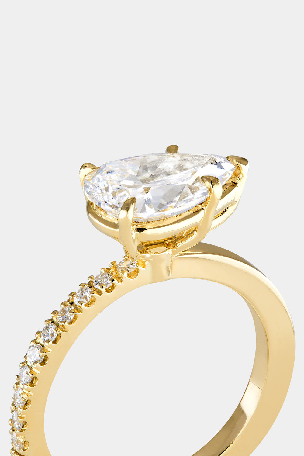 2 CT Pear Cut Lab grown Diamond Half Pave Engagement Ring