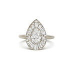 0.73 CT Pear Cut Moissanite Cluster Mosaic Engagement Ring