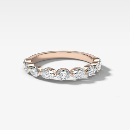 0.9 TCW Oval CVD Diamond Dainty Wedding Band