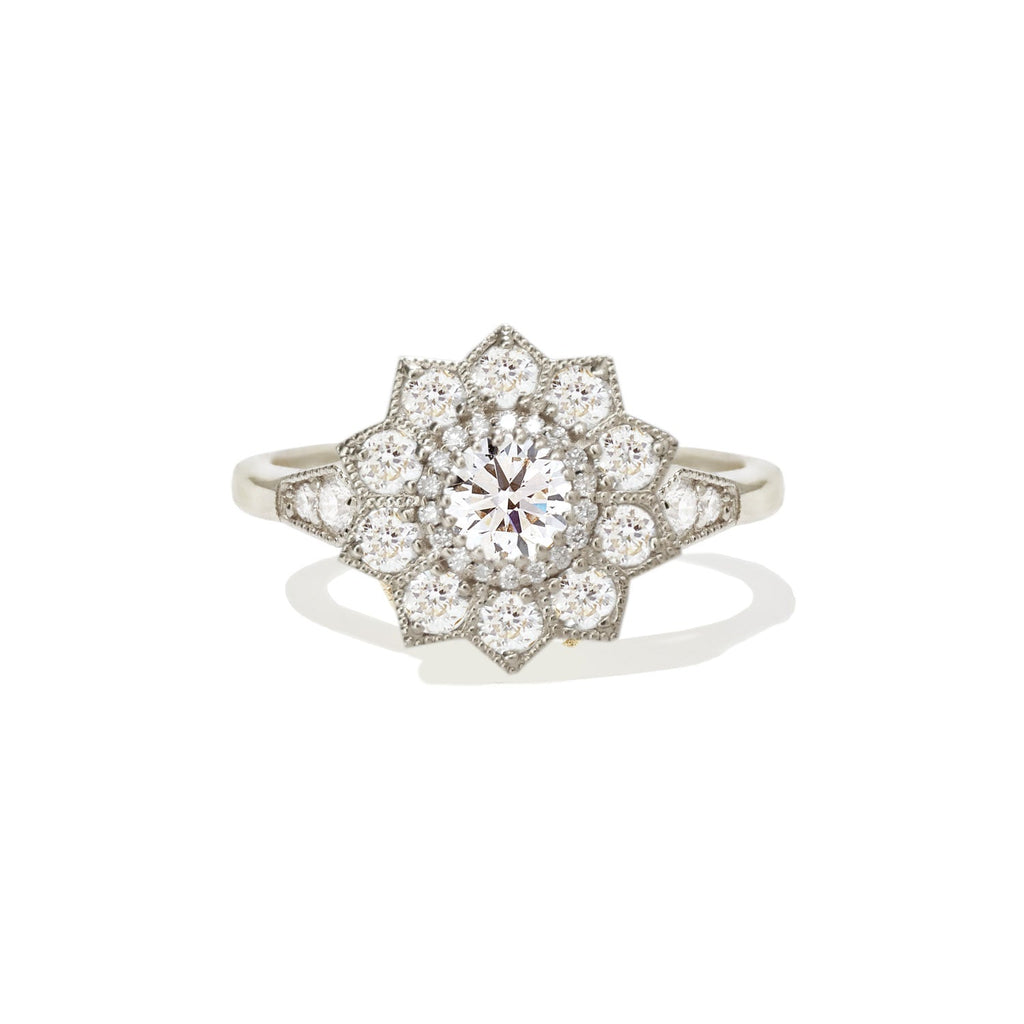 0.53 CT Round Cut Moissanite Sunflower Style Mosaic Engagement Ring