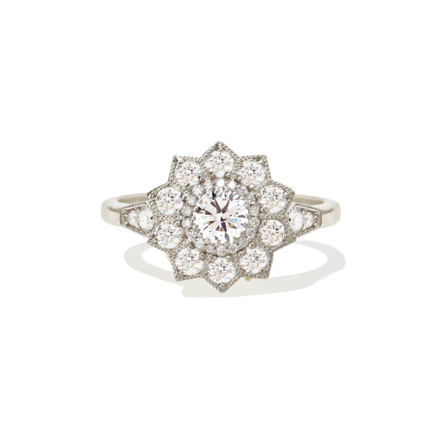 0.53 CT Round Cut Moissanite Sunflower Style Mosaic Engagement Ring