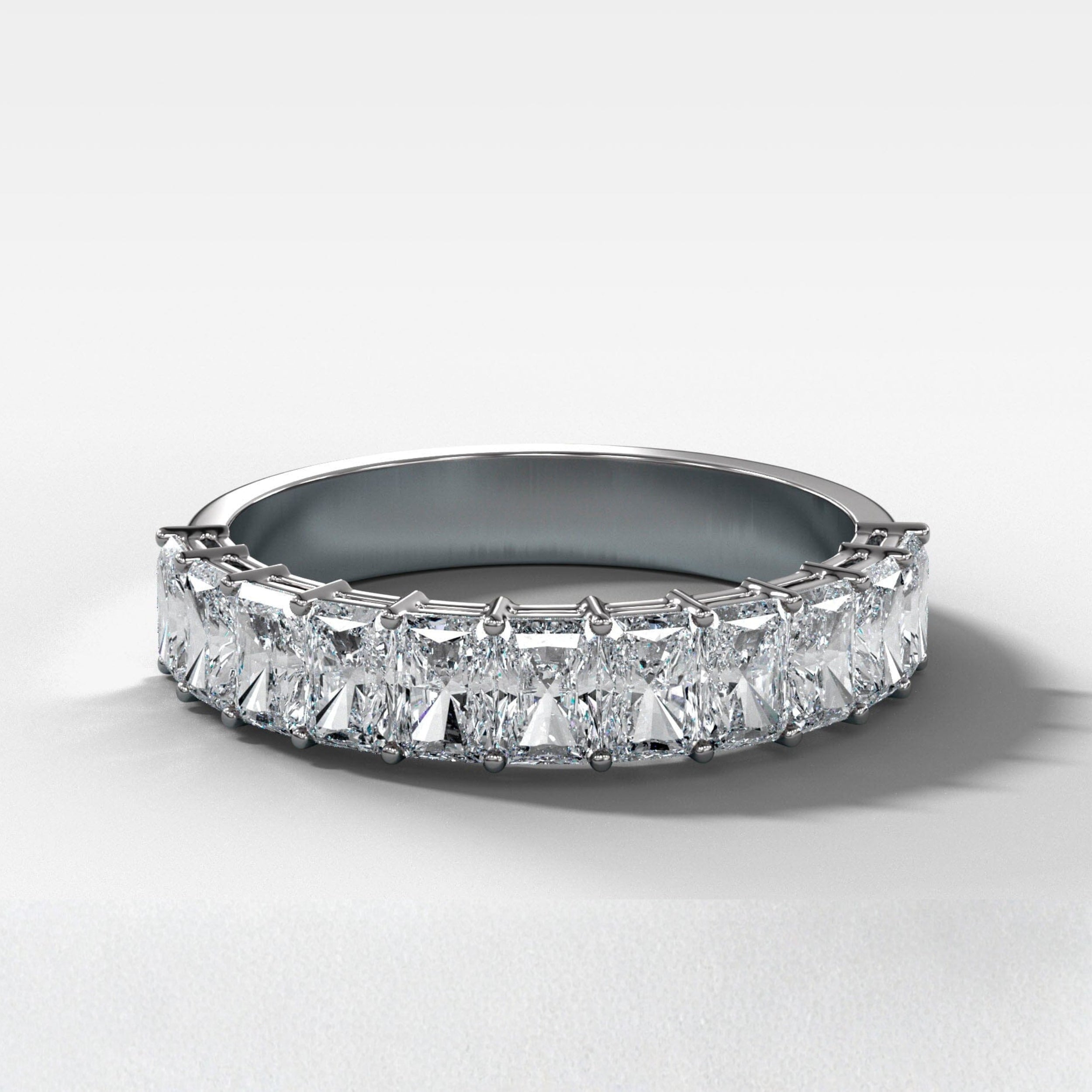 1.4 TCW Radiant CVD Diamond Petite Shared Prong Wedding Band