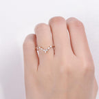 0.25 TCW Marquise & Round Moissanite V-Shape Pave Wedding Band