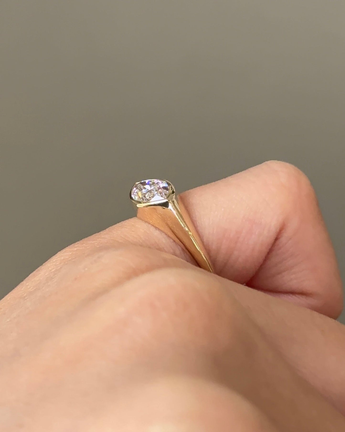 1.07 CT Marquise Cut Lab grown Diamond Bezel Pinky Engagement Ring