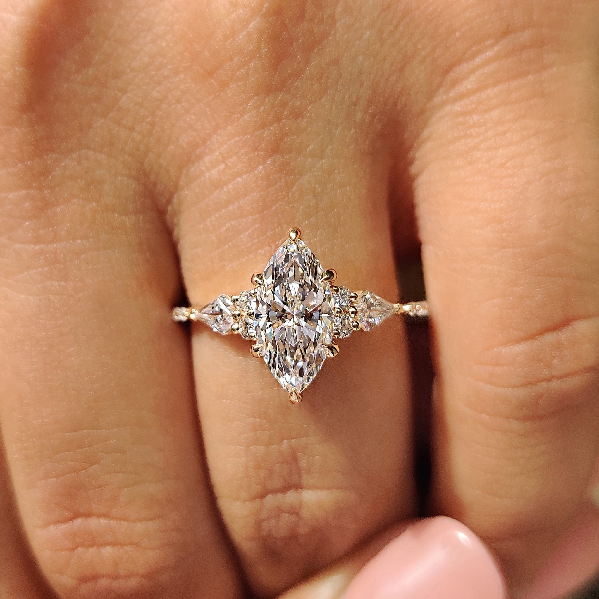 1.50 CT Marquise Cut Lab grown Diamond With Muse Setting Engagement Ring