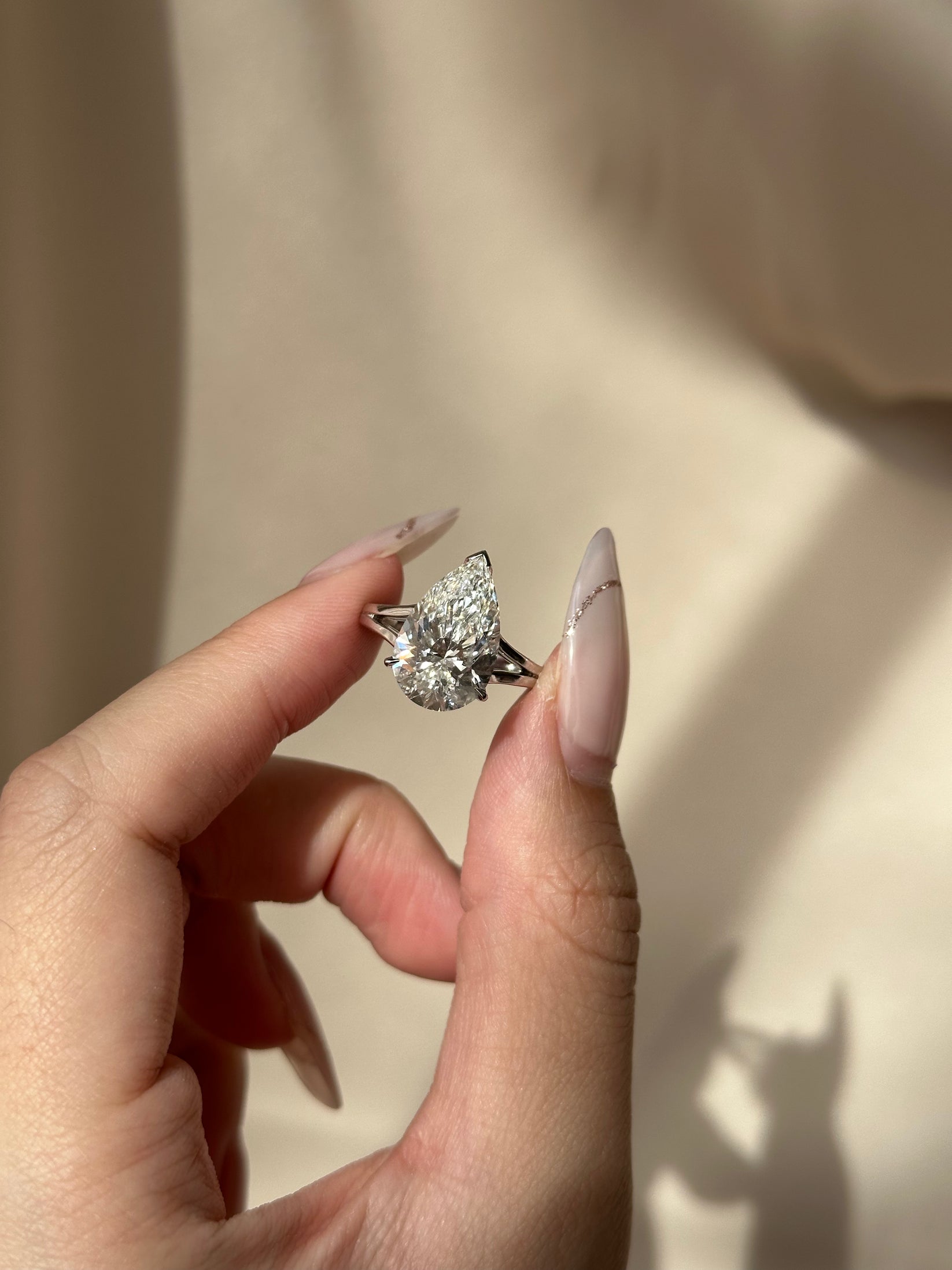 Pear Lab grown Diamond Split Shank Engagement Ring