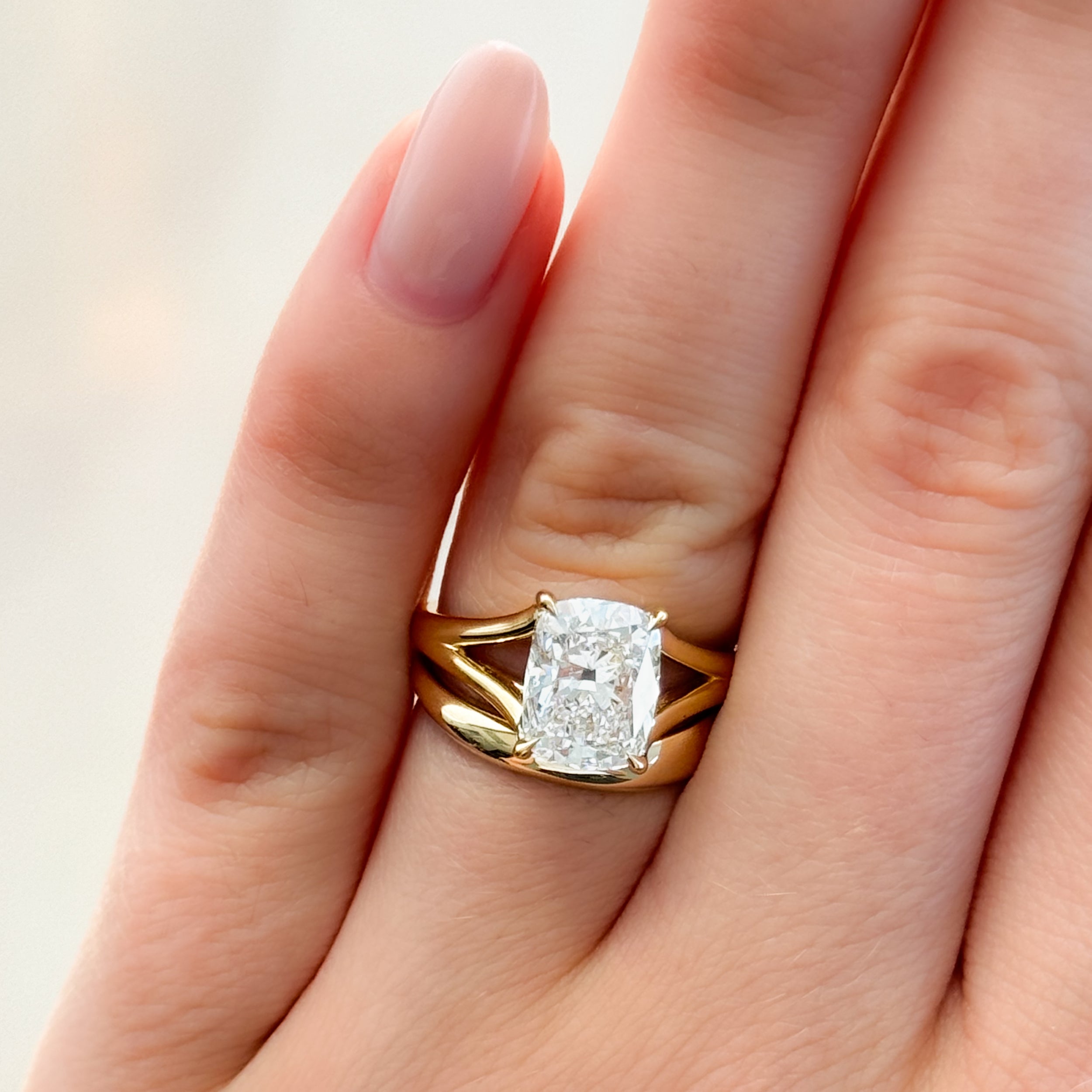 1 CT - 3 CT Elongated Cushion Cut Lab grown Diamond Split Shank Engagement Ring