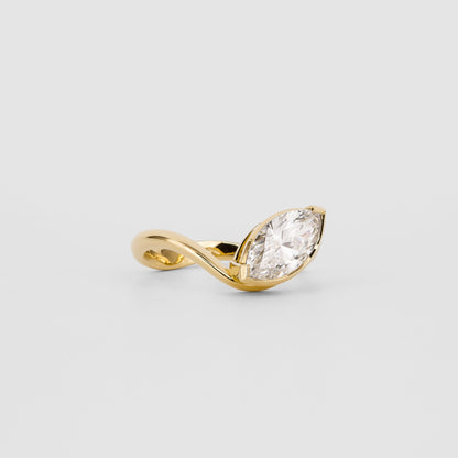 1.14 CT - 2.14 CT Marquise Cut Lab grown Diamond Half bezel Solitaire Engagement Ring