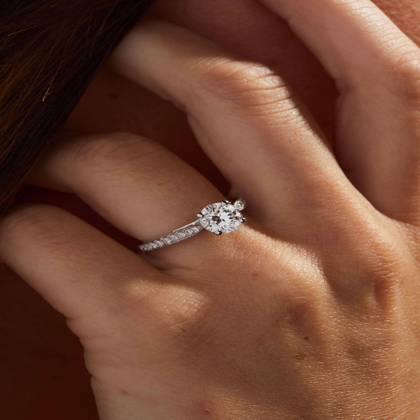 1.5 CT Round Cut Pave Unique Moissanite Engagement Ring