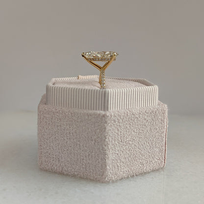 3 CT Pear Cut Hidden Halo & Pave Moissanite Engagement Ring