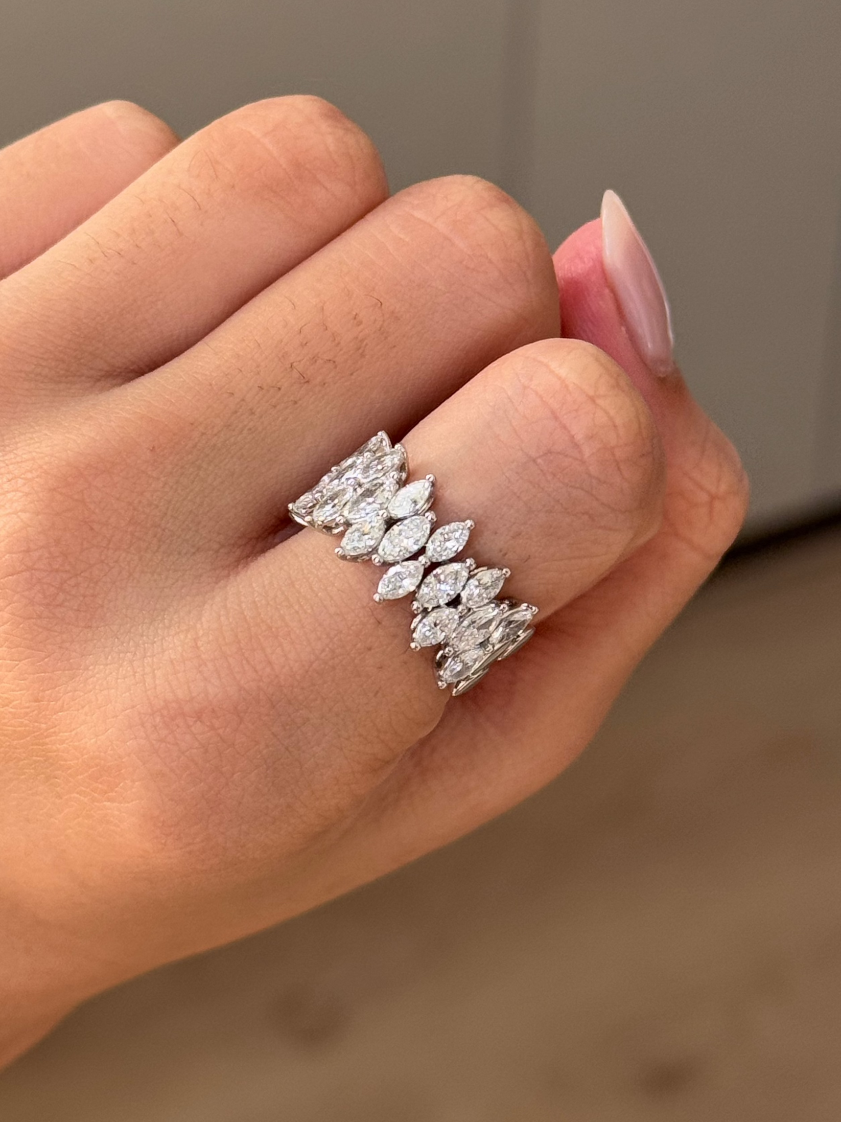 2.12 TCW Marquise Cut CVD Diamond Half Eternity Wedding Band