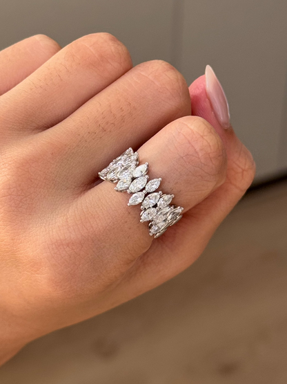 2.12 TCW Marquise Cut CVD Diamond Half Eternity Wedding Band