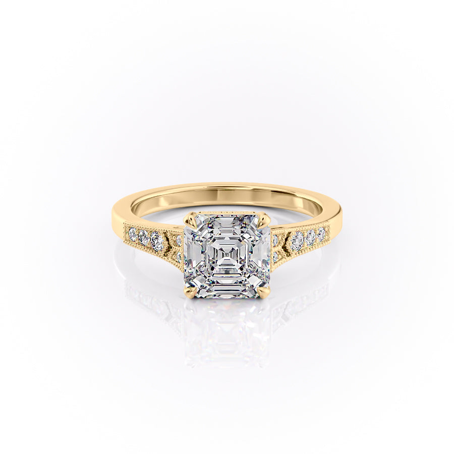2 CT - 3 CT Asscher Cut Vintage Style Moissanite Engagement Ring
